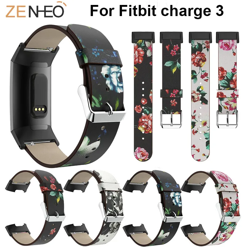 

Printing Leather watchband For Fitbit Charge 3 Smart Accessories Watches Straps replace For Fitbit Charge 3 Bracelet wristband