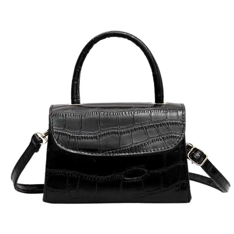 Новая сумка на плечо Женская мода Ретро Простой крокодил плечевой ремень маленькие квадратные пакеты для женщин - Цвет: Черный
