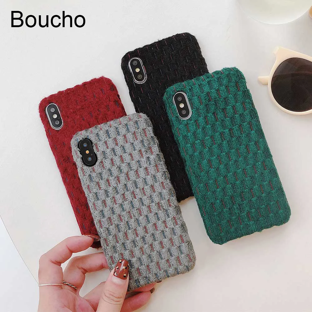 

Boucho For iphone XR X XS MAX Soft Cases Corduroy Jacquard Cloth Texture Cover For iphone 6 6s 7 8 Plus Ultra thin Phone Case