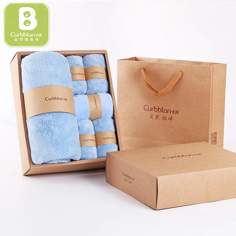 

Microfiber bath towel gift face towel 6pcs 100% Cotton Bath Towel 4 Colors Quick-drying Bathroom Towel