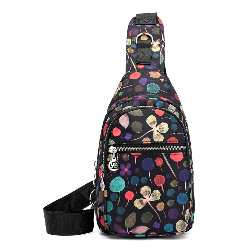 

Unisex Multi-layer Practical Chest Pack Anti-theft Waterproof Wear-resistant Short Trip Chest Bags Printing Nylon Shoulder Bag