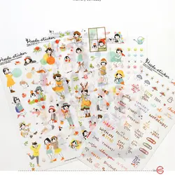 Оптовая продажа 10 упак./лот новый корейский милая девочка, прозрачный дневник декоративные наклейки H0116