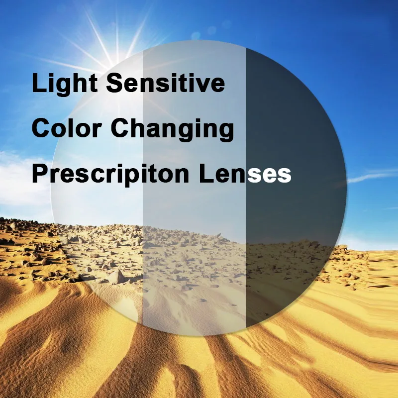 1.56 Light-Sensitive Photochromic Single Vision Optical Prescription Lenses Fast and Deep Gray and Brown Color Changing Effect
