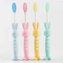 4 палочки мультфильм Силиконовые Нескользящие Детские присоски зубная щетка маленькая щетка голова мягкие волосы короткая ручка ручная зубная щетка