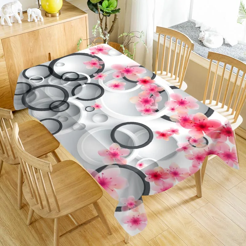 

Three-dimensional Flower Table Cloth Oxford Print Waterproof Oilproof Home Rectangular Party Table Cover 100X140cm/140X250cm