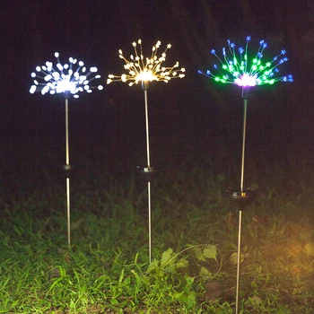 

Solar Powered Starburst Firework String Light 90LED Snowflakes/Star Shaped Copper Fairy Garland Outdoor Holiday christmas light