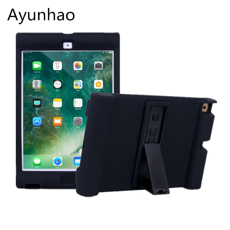 Уникальный противоударный мягкий силиконовый чехол подставка для Apple iPad AIR 2