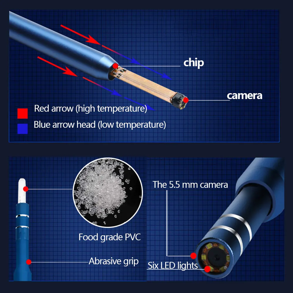 HD 2 м 5,5 мм 6LED USB инспекции Камера диагностировать Водонепроницаемый WI-FI инспекции эндоскоп очистки 2 м 5,5 мм 6LED бороскоп