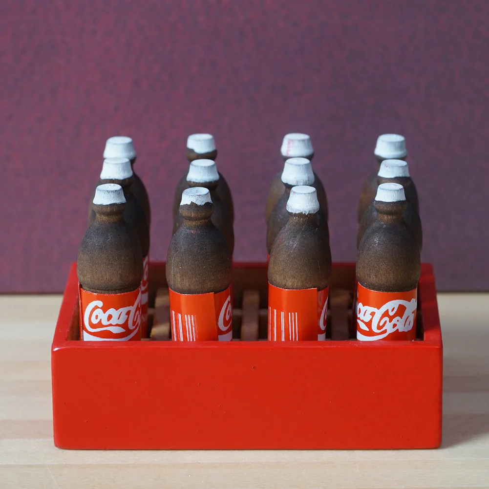 12 Bottle/set Coke Dollhouse Miniatures 1:12 Accessories Mini Coke Box Diy Doll House Scenes Ornament Wooden Dollhouse kit