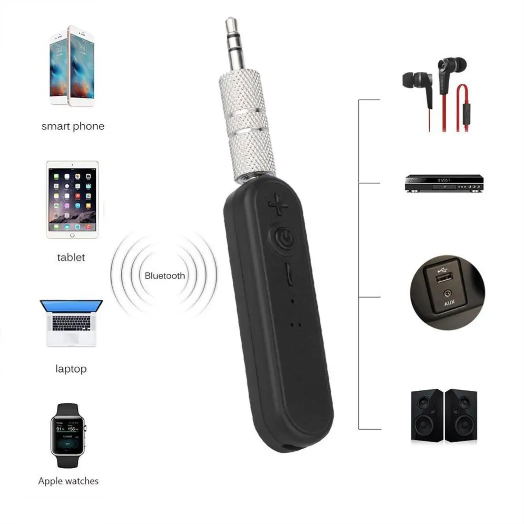 Универсальный автомобильный Bluetooth приемник телефон аудио черный 4,2 адаптер 10 м AUX 5 Мбит/с комплект - Название цвета: black