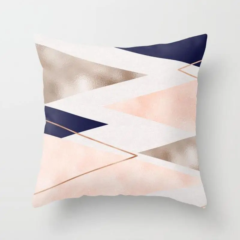 Чехол для подушки в скандинавском стиле с мраморным декором, розовый чехол для подушки с геометрическим принтом в виде сердца для девочки, чехол для подушки для домашнего дивана