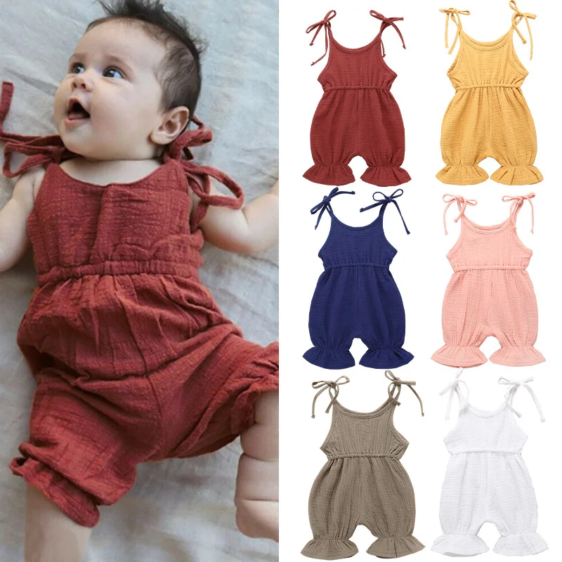 

2019 New Toddler Kids Baby Girl Short Solid Casual Clothes Outfits Lovely Wholesale&Dropshipping Baby crawler Sleeveless