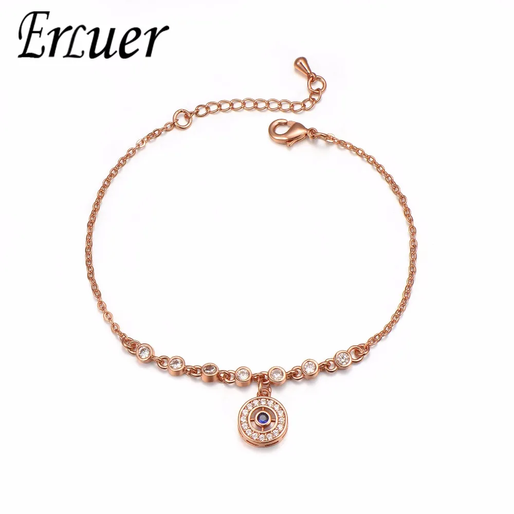 

ERLUER Fashion Women Bracelet Charm CZ Rose Gold Wedding Bangles for Lady Jewelry Trendy Party Bracelets Friend Valentine Gifts