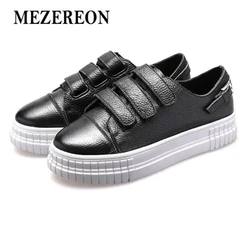 

MEZEREON Women Flats Genuine Leather Shoes Woman Fashion Women Flats Spring Autumn Footwear Women Platform Shoes