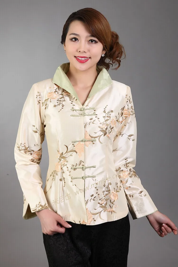 Ярко-розовая традиционная китайская женская шелковая атласная куртка-пальто с вышивкой цветы Размер S M L XL XXL XXXL - Цвет: 1