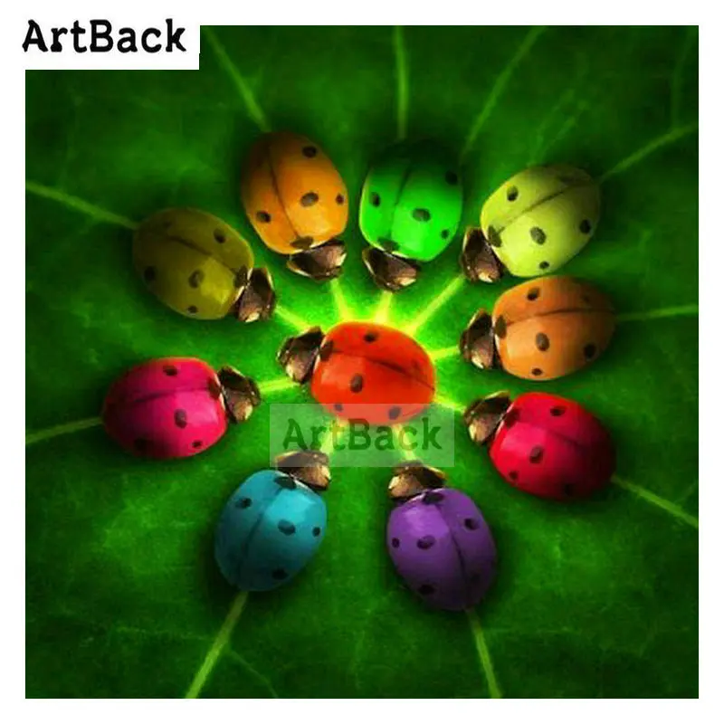 

ArtBack new 5d diy diamond painting flower ladybug 3D full square round drill animal diamond embroidery decoration gift