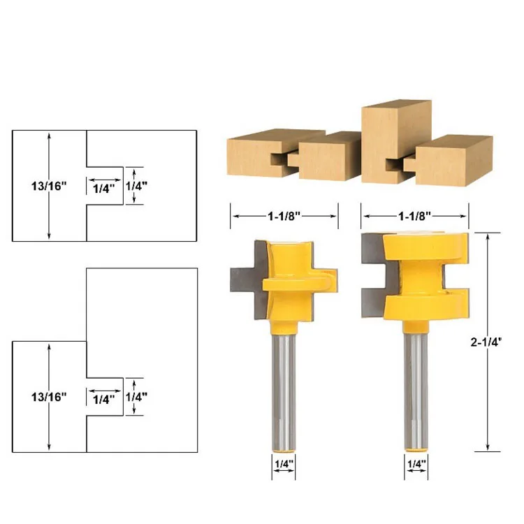 Glue Joint Router Bit - Medium Reversible Woodworking Chisel Cutter Tool - 1/2" Shank Tenon Cutter for Woodworking Tools