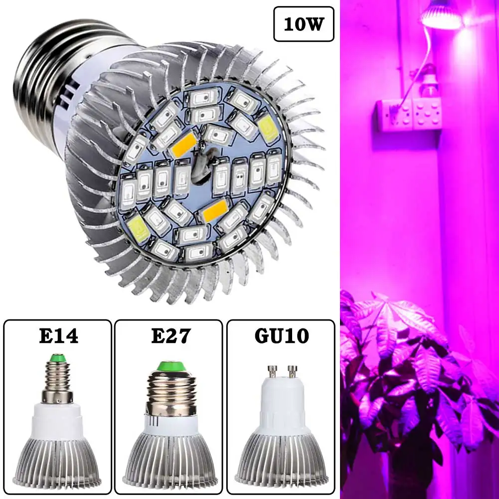 2018 New E27 E14 Gu10 5730smd 28led Plant Grow Light 10w Full Spectrum