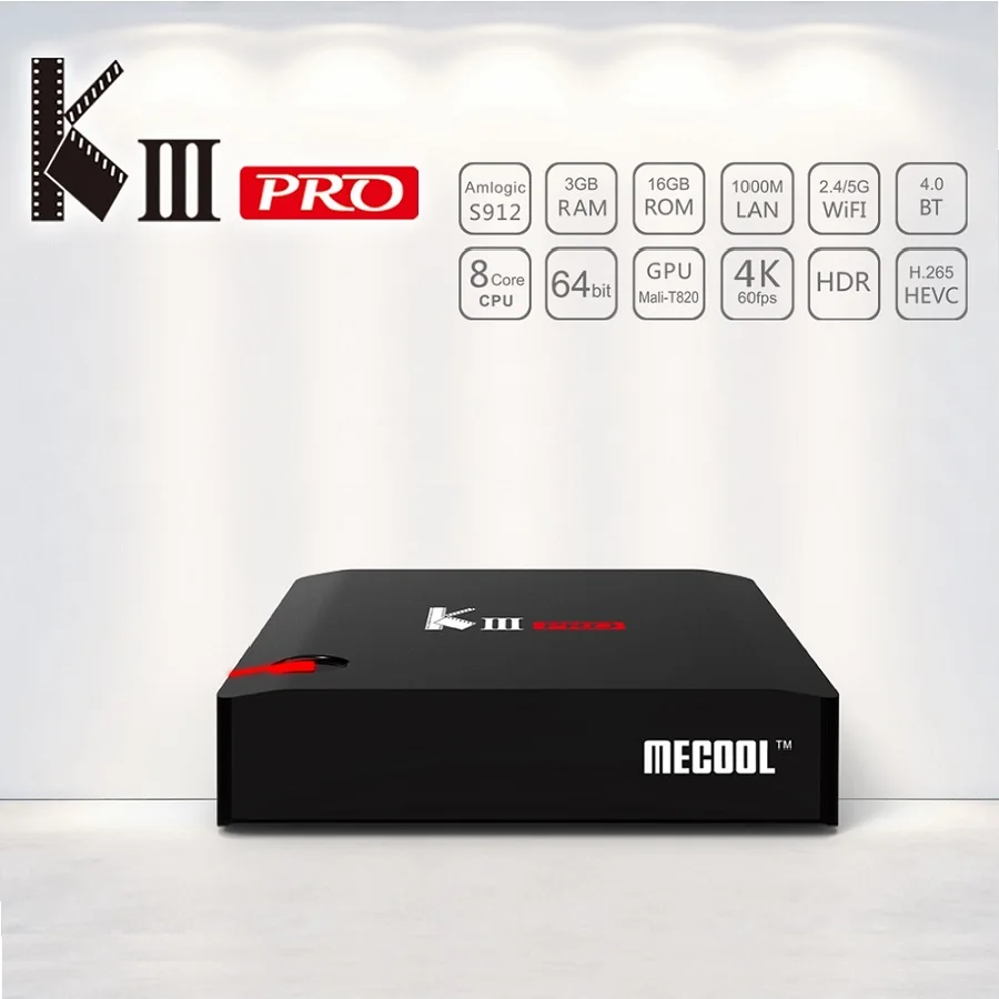 

MECOOL KIII PRO DVB-S2 DVB-T2 DVB-C Android 7.1 TV Box Decoder 3GB 16GB Amlogic S912 Octa Core 64bit 4K Combo K3 Pro Set top box