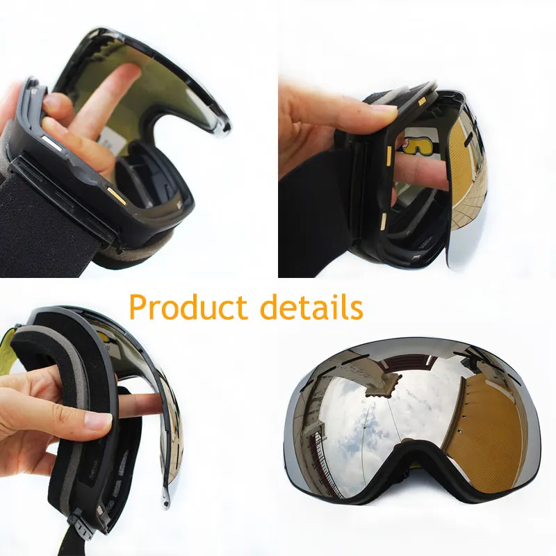 Gafas de esquí con magnético de doble capas lente esquí Anti-niebla UV400 Snowboard gafas para hombres y mujeres de esquí gafas