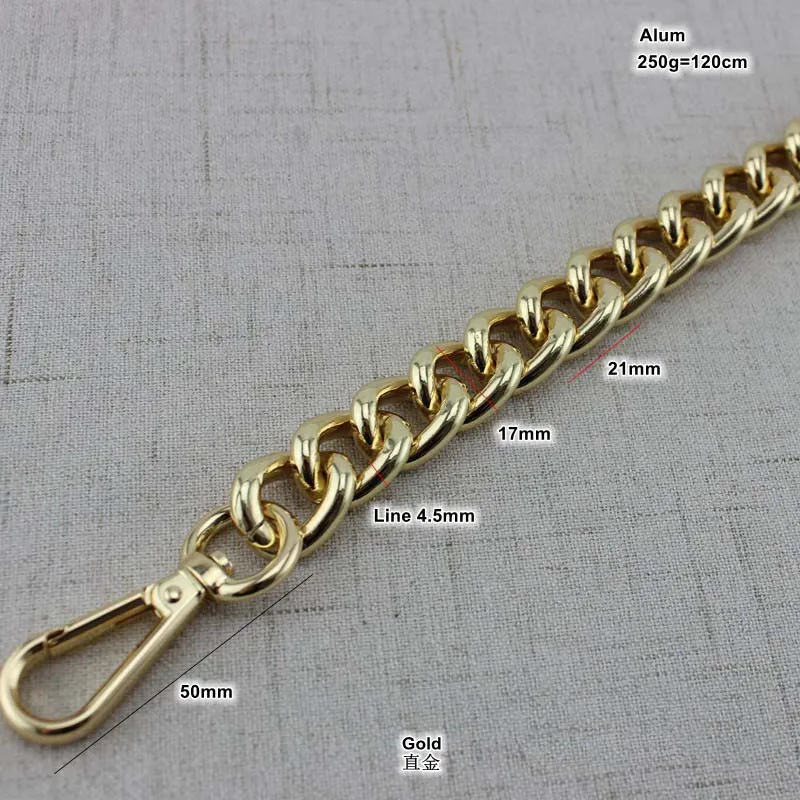 Золото width17mm толстая цепь пакет Аппаратные аксессуары кошелек плечо поперечный корпус ремень алюминиевая цепь