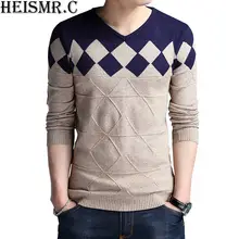 HEISMR. C мужской свитер зимний приталенный стильный шерстяной пуловер, свитер мужские повседневные вязаные свитера с v-образным вырезом HK21