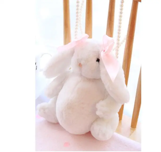 

Cute Plush Rabbit Shoulder Bag Japanese Kawaii Bunny Cartoon Pearl Toy Children School Bag Gift Kids Toy For Little Girl
