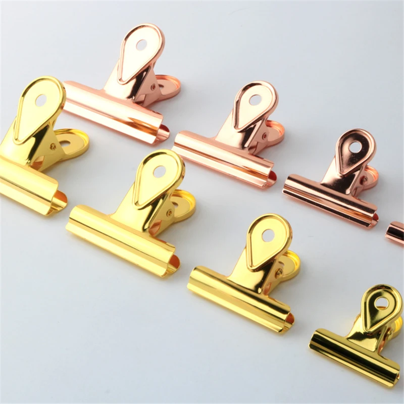 Buy 2/5pcs Metal Gold Rose Gold Paper Binder Clips