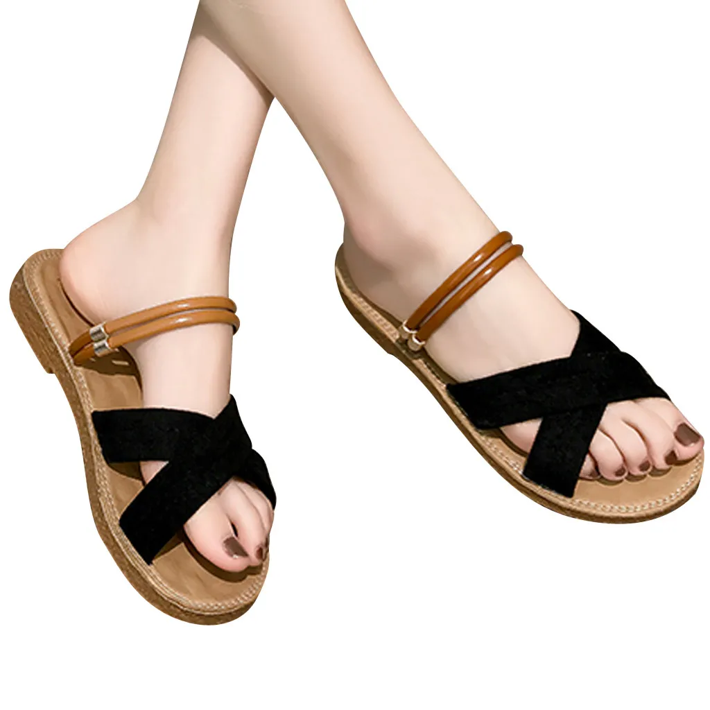 

Open Toe woman flat shoes new spring summer Flat Sandals Beach Slippers Roman fashion womens shoes chaussure femme#G4