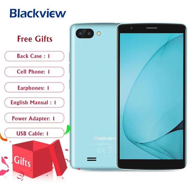 Special Price BLACKVIEW A20 3G Smartphone 5.5 Inch MTK6580 Quad Core 1.3GHz 1GB RAM 8GB ROM Android 8.0 Dual Back Cameras 3000mAh Mobile Phone