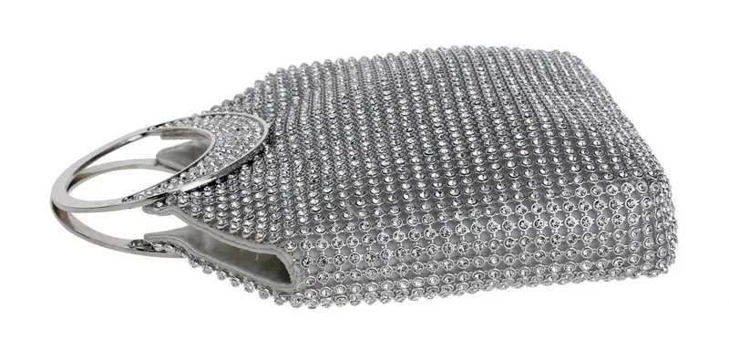 Luxy Moon Silver Rhinestone Clutch Bag Side View