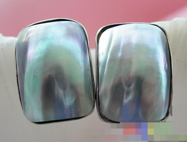 

hot sell new - free shipping 12299 square blue south sea shell mabe earring