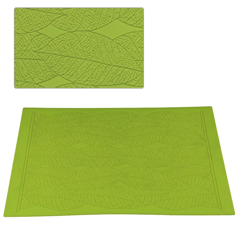 

(2pcs/lot)Free Shipping New Large size Leaves Pattern Fondant Silicone Sugar Lace Baking Mat