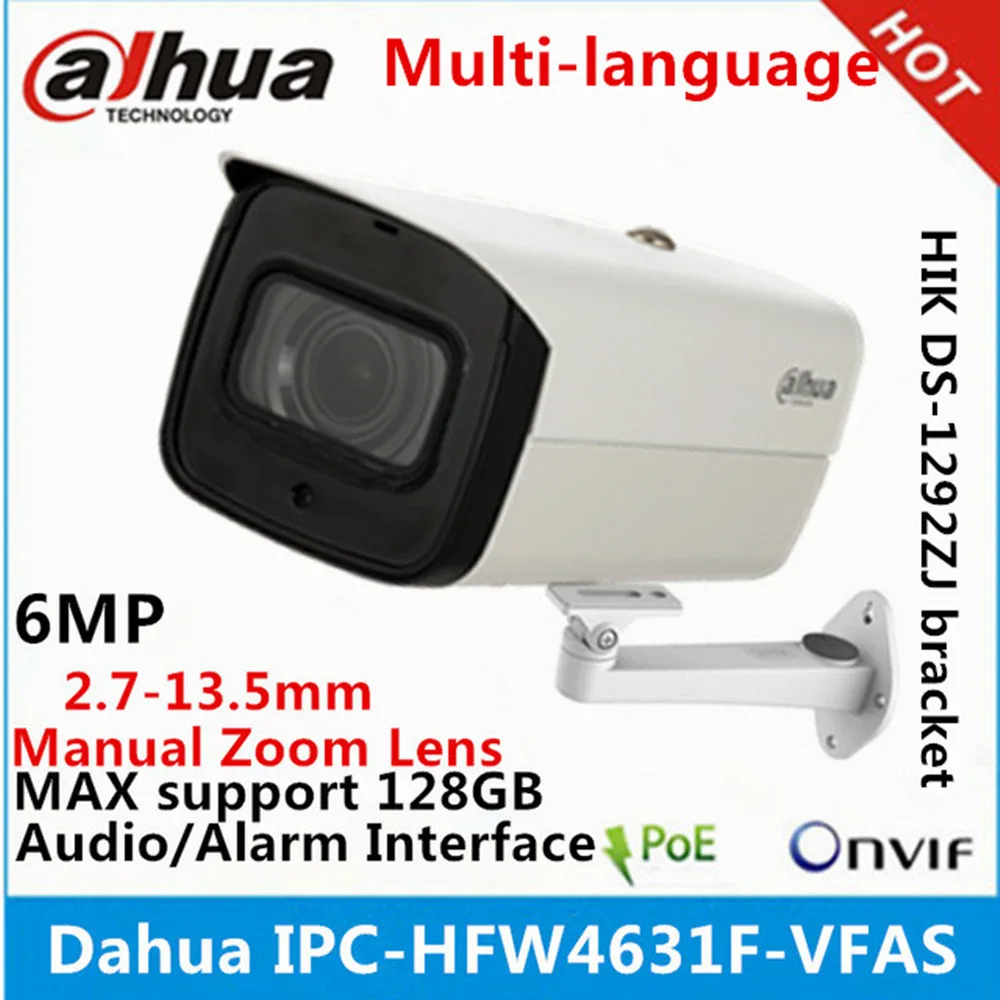 

Dahua IPC-HFW4631F-VFSA 6Mp IP camera 2.7-13.5mm Manual zoom lens built-in Audio interface and MIC IR 80M poe camera