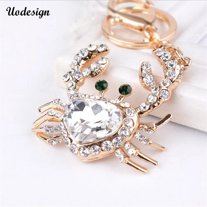 

Uodesign Luxury Crystal crab Keychain Key Chain & Key Ring Holder Keyring Porte clef Gift Men Women Bag Pendant Car