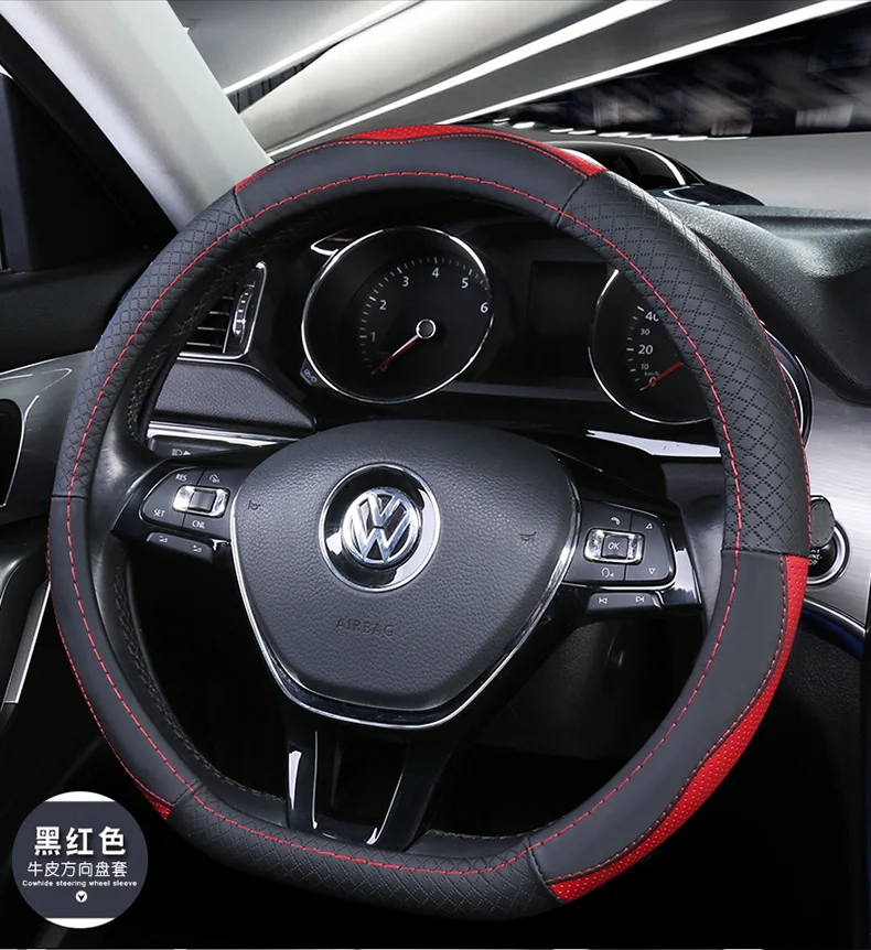 Верхний слой кожаный руль чехлы для Volkswagen VW Ameo Arteon CC Beetle Golf GTI Jetta Passat Phideon Polo Vento tiguan