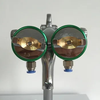 

SAT1189 dual head car paint tool higg pressure pneumatic chrome paint spray machine double nozzle spray gun for painting walls
