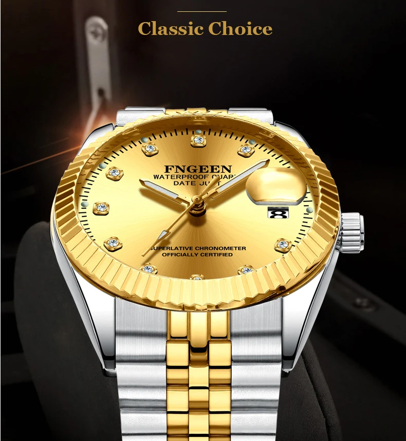 Мужские часы, золотые, нержавеющая сталь, кварцевые часы, водонепроницаемые, с датой, люксовый бренд, мужские наручные часы, часы, Прямая поставка, Relogio Masculino
