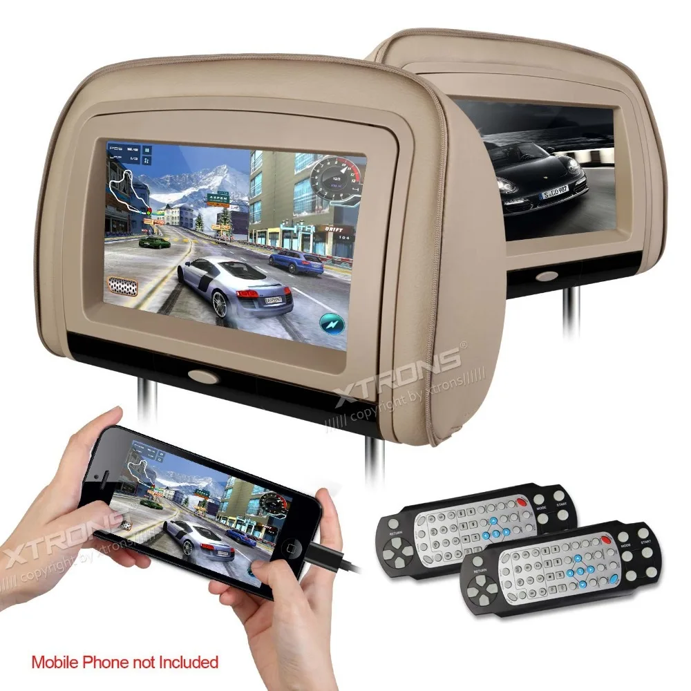 Best 2x9" Car Headrest DVD with HDMI Port Headrest Car Monitor with DVD IR& FM Transmitter Beige Color (Black & Grey Optional) 4