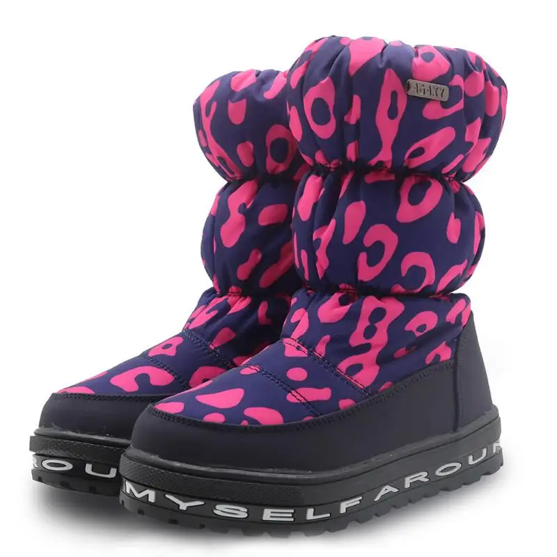 

SKHEK Boys Girls Winter Boots Snow Printing Warm Short Boot Kid Casual Shoes Botte Enfant FIlle Black Blue Children Flats 26-31