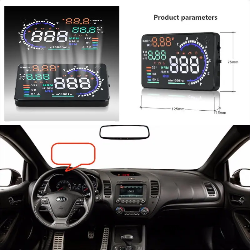Для KIA Forte/Soul-безопасный экран для вождения автомобиля HUD Дисплей проектор Refkecting лобовое стекло