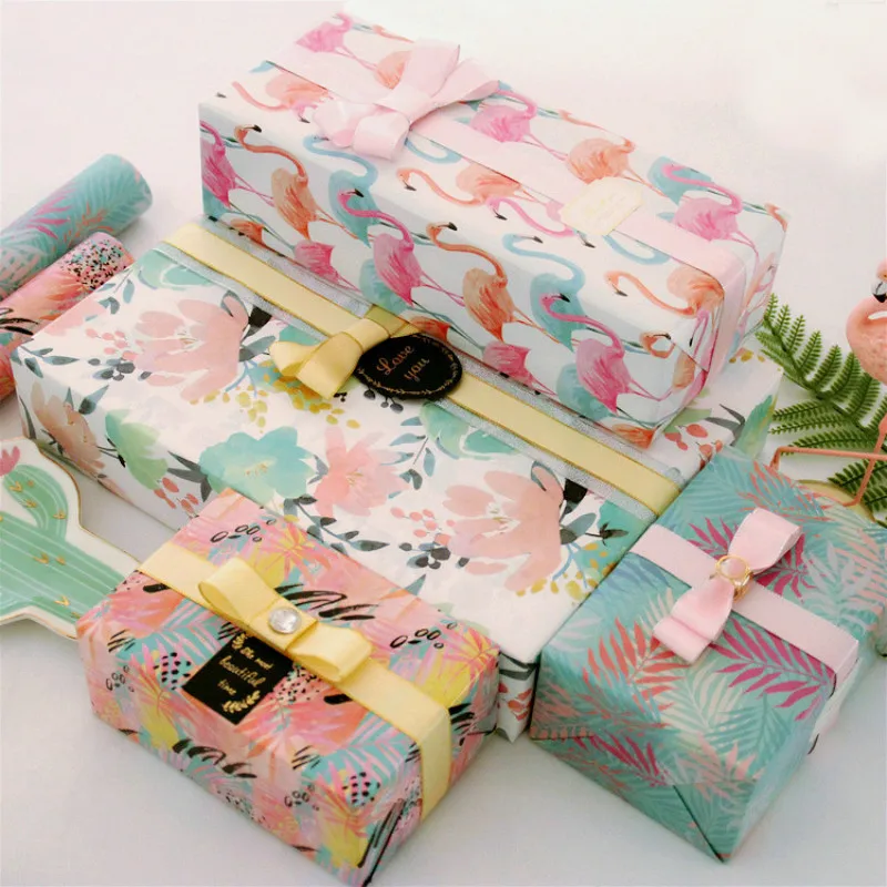 

2pcs Unicorn/Flamingo/Dinosaur Gift Paper Wrapping Paper Theme Handmade DIY Scrapbook Decor Crafts Paper Birthday Gift Packing