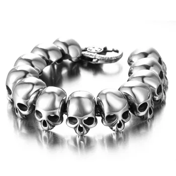 

24cm Jesus Cross Knot Ghost Heads Bracelet 316L Stainless Steel Bracelet Best Quality 100% Heavy Skull Bracelet For Man
