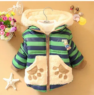Куртки для маленьких девочек и мальчиков, одежда для малышей, детские пальто с капюшоном, зимняя теплая куртка с рисунком Минни и Микки, верхняя одежда для малышей - Цвет: Армейский зеленый
