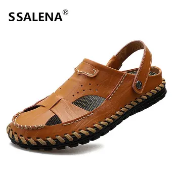

Men Summer Hollow Out Sandals Male Soft Leather Outdoor Casual Shoes Men Handmade Fashion Rubber Sneakers AA51636