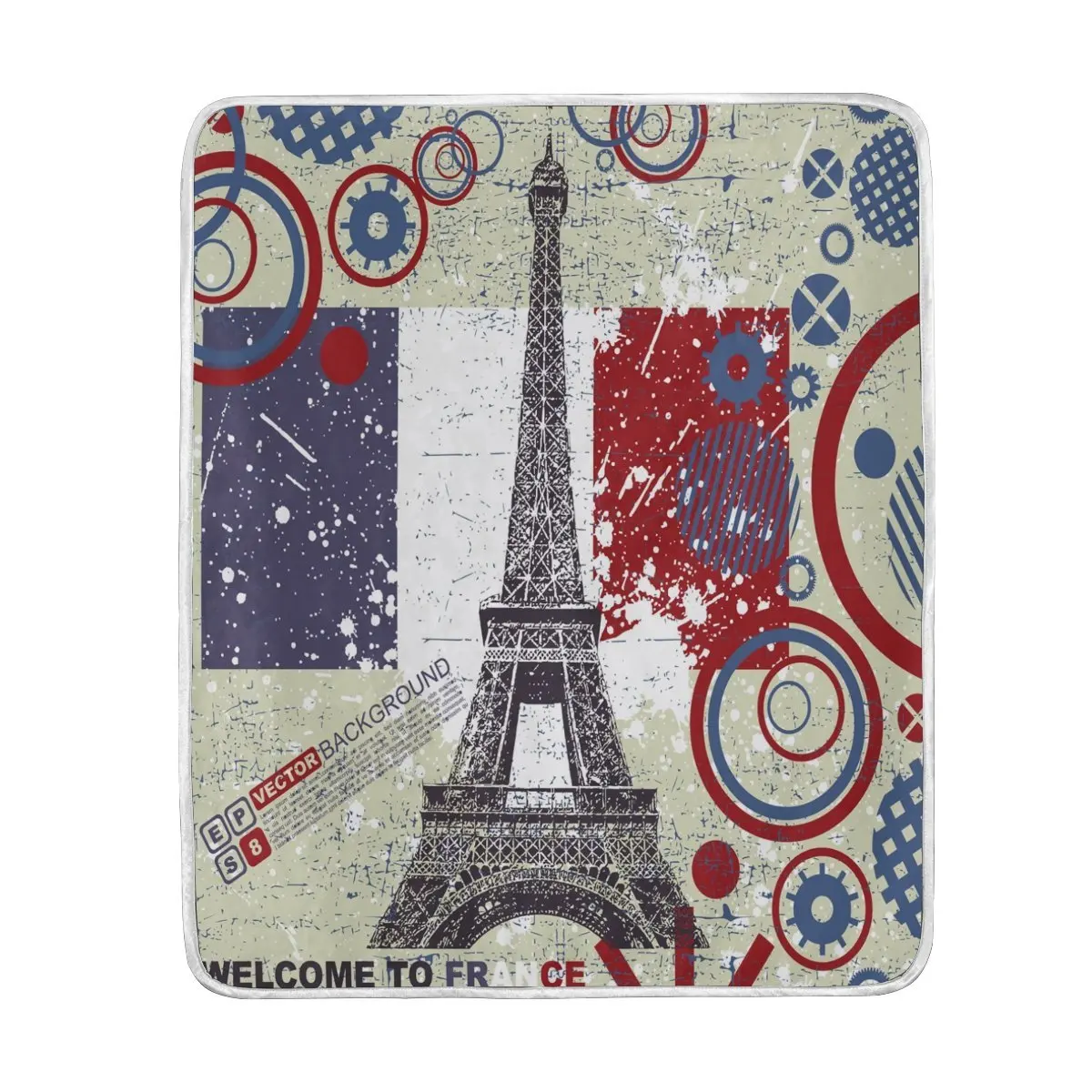 Romantic France Paris Eiffel Tower Vintage Blanket Soft Warm Cozy Bed