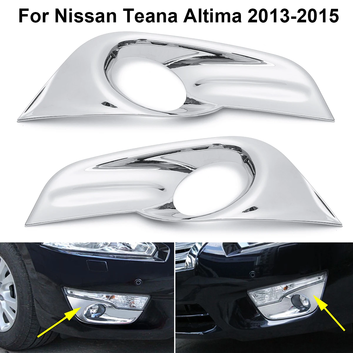 2 Pcs ABS Chrome Front Fog Lights Lamp Cover Trim Frame for Nissan