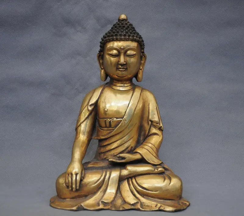 

12" China Tibetan Gilt Bronze Shakyamuni Buddha Statue