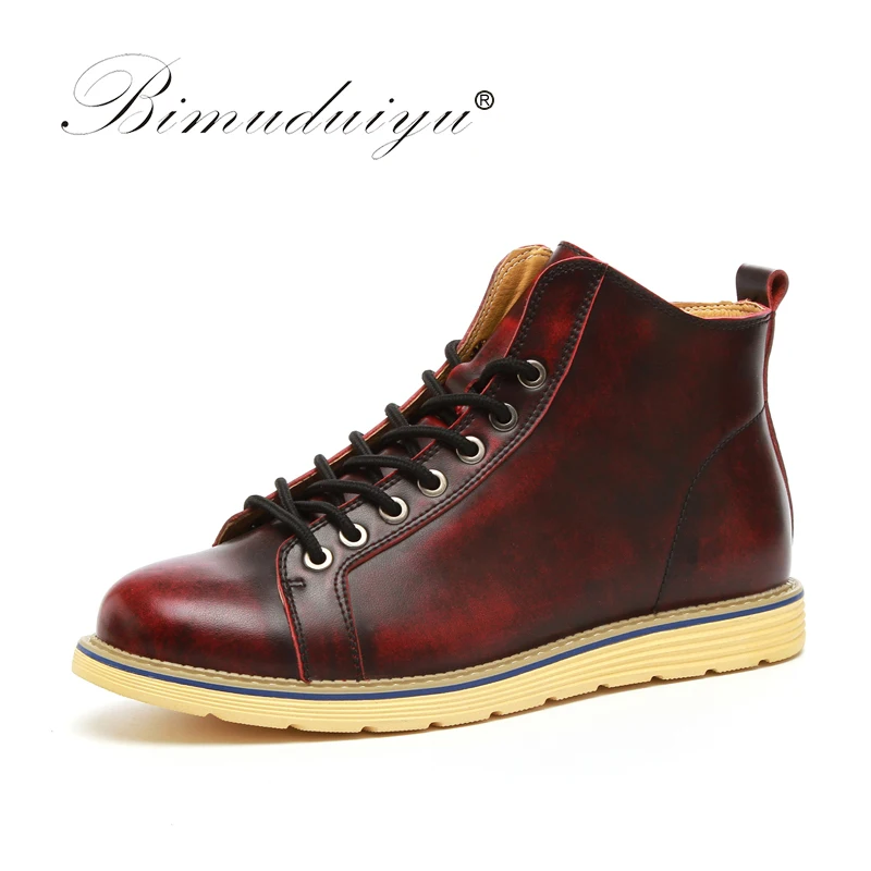 

BIMUDUIYU New Fashion Mens Leather Shoes Waterproof Men Boots Quality Autumn Ankle Boots Work Boot Men British Casual Shoes