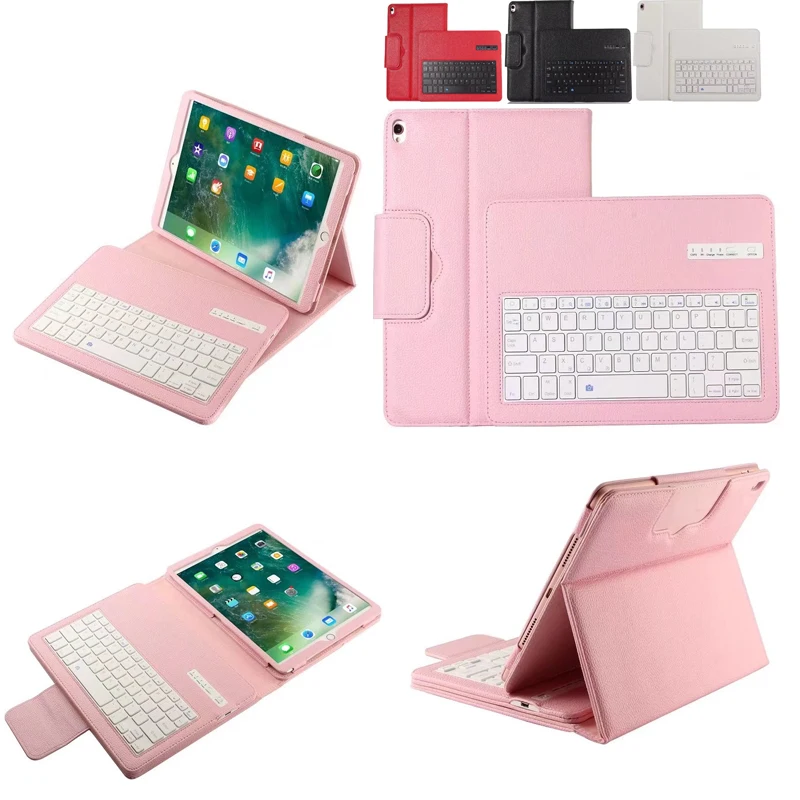 

2 in 1 Removable wireless Bluetooth Keyboard + PU Leather Case For Apple iPad Pro 10.5 2017 Fashion Solid Case With Keyboard